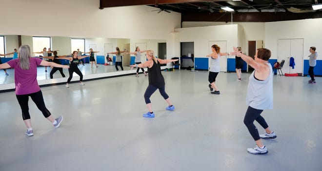 Ruth Ann Dreyer, Body & Soul Fitness instructor teaches her Cardio class at The Springs. Body & Soul Fitness is a Christian fitness ministry. Trained instructors teach women's fitness classes at various churches and community centers across the country. In Oklahoma, Thursday, Oct. 17, 2024.